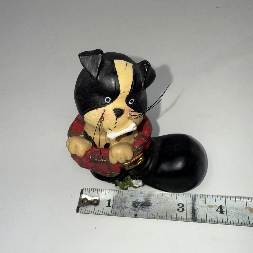 Christmas bobble head Dog Puppy In Black Boot Resin Figurine Scuffs